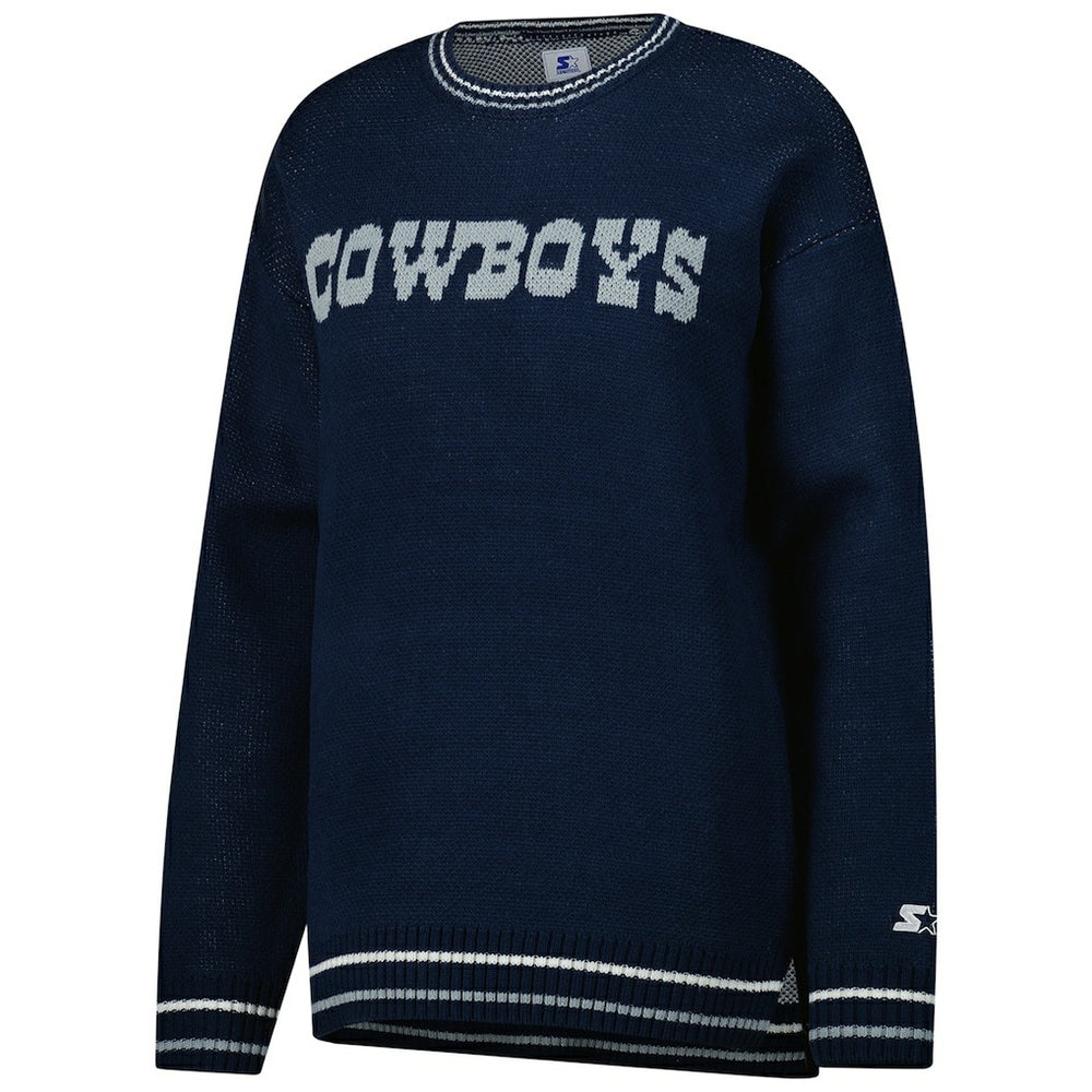 Dallas Cowboys Starter Women's Oversized On the Ball Intarsia Knit Pullover Sweater - Navy on sale