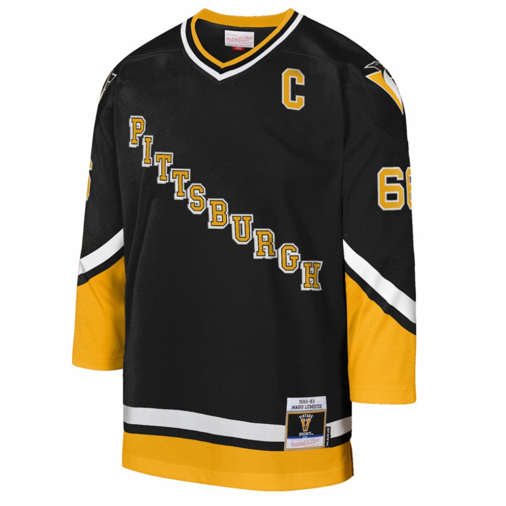 Mario Lemieux Pittsburgh Penguins Mitchell & Ness Youth 1992/93 Captain Patch Power Play Player Jersey - Black Jerseys