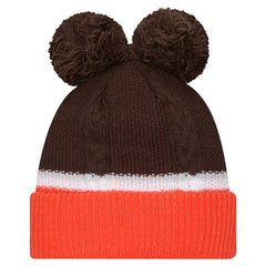 Cleveland Browns New Era Women's Double Bubble Cuffed Knit Hat with Poms - Brown sale