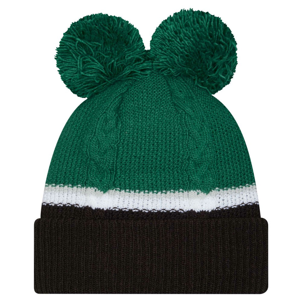 New York Jets New Era Women's Double Bubble Cuffed Knit Hat with Poms - Green cheap
