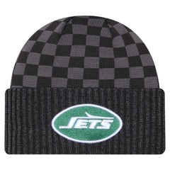 New York Jets New Era Checkered Cuffed Knit Hat - Black cheap