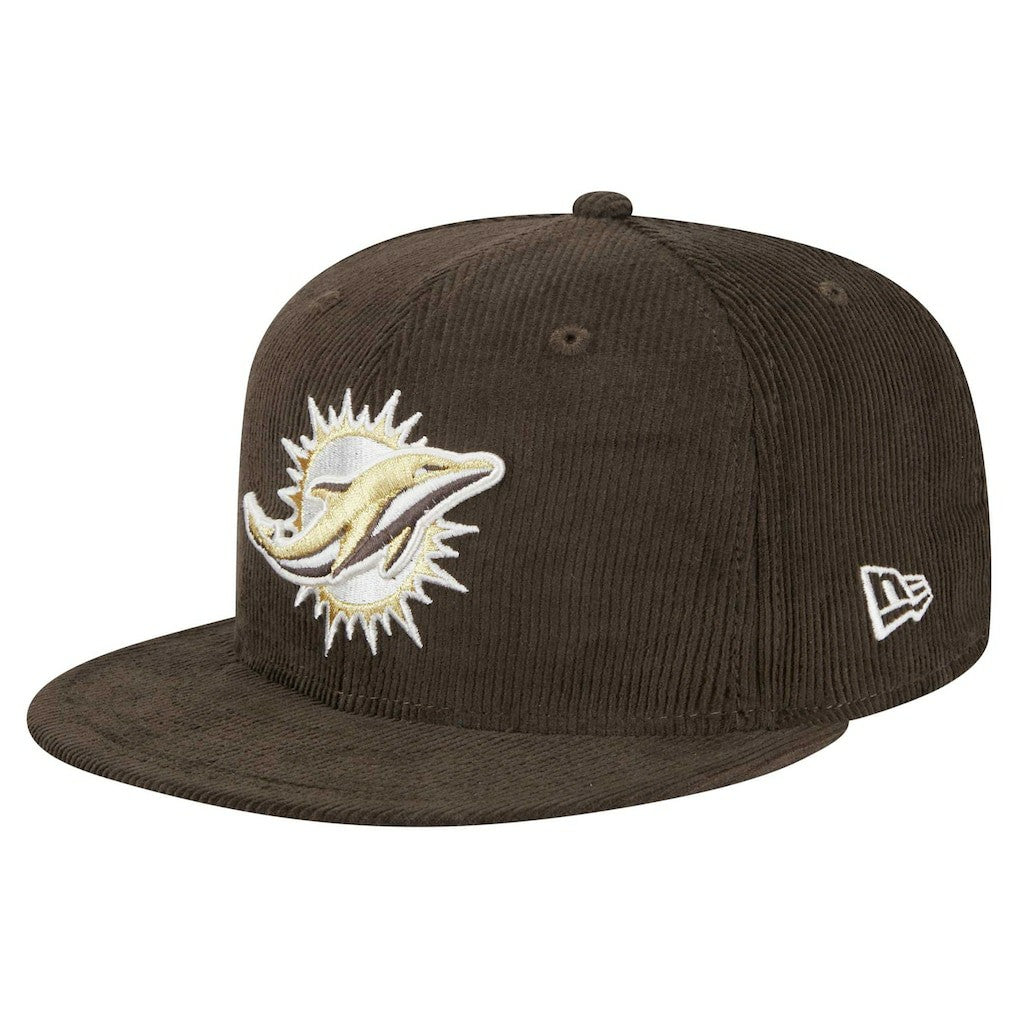 Miami Dolphins New Era Choco Cord 59FIFTY Fitted Hat - Brown discount
