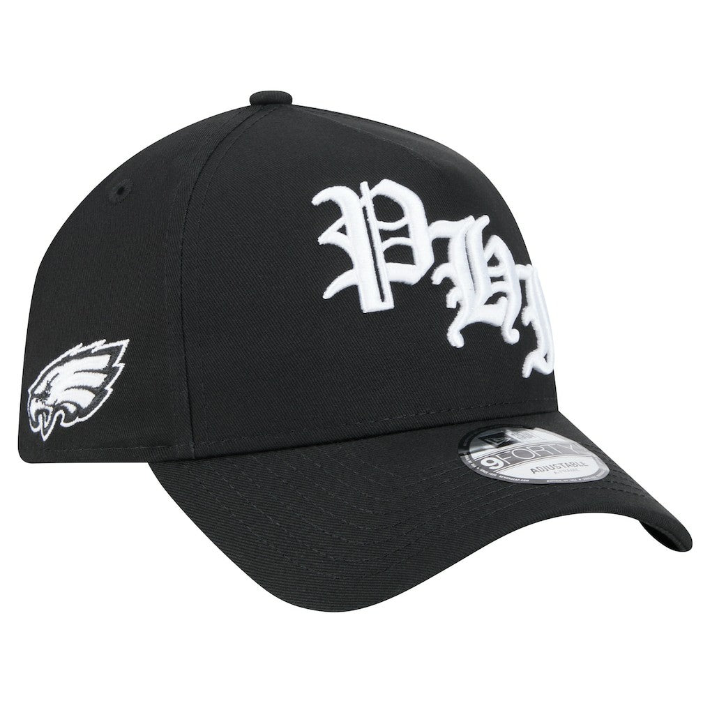 Philadelphia Eagles New Era Mystic 9FORTY A-Frame Adjustable Hat - Black for sale