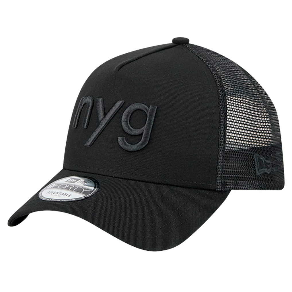 New York Giants New Era Domain 9FORTY A-Frame Trucker Adjustable Hat - Black cheap