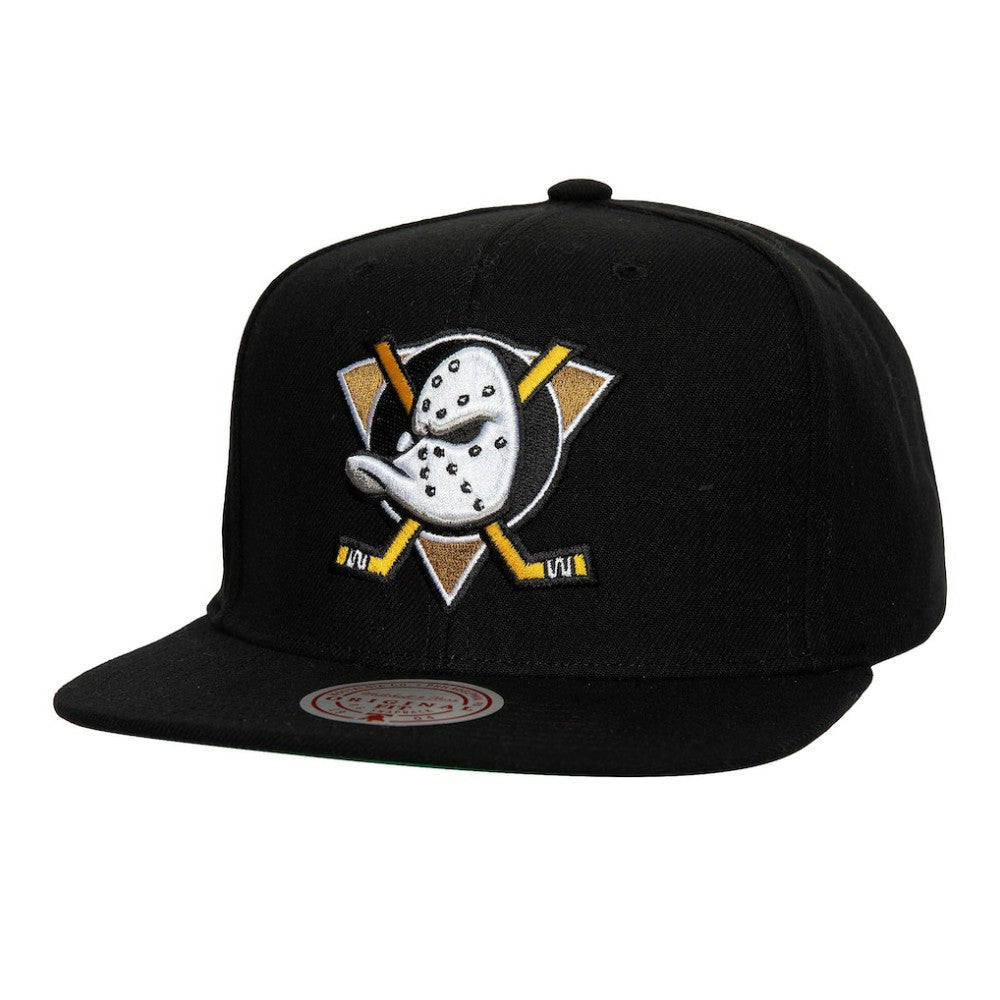 Anaheim Ducks Mitchell & Ness Core Top Spot Snapback Hat - Black Hats