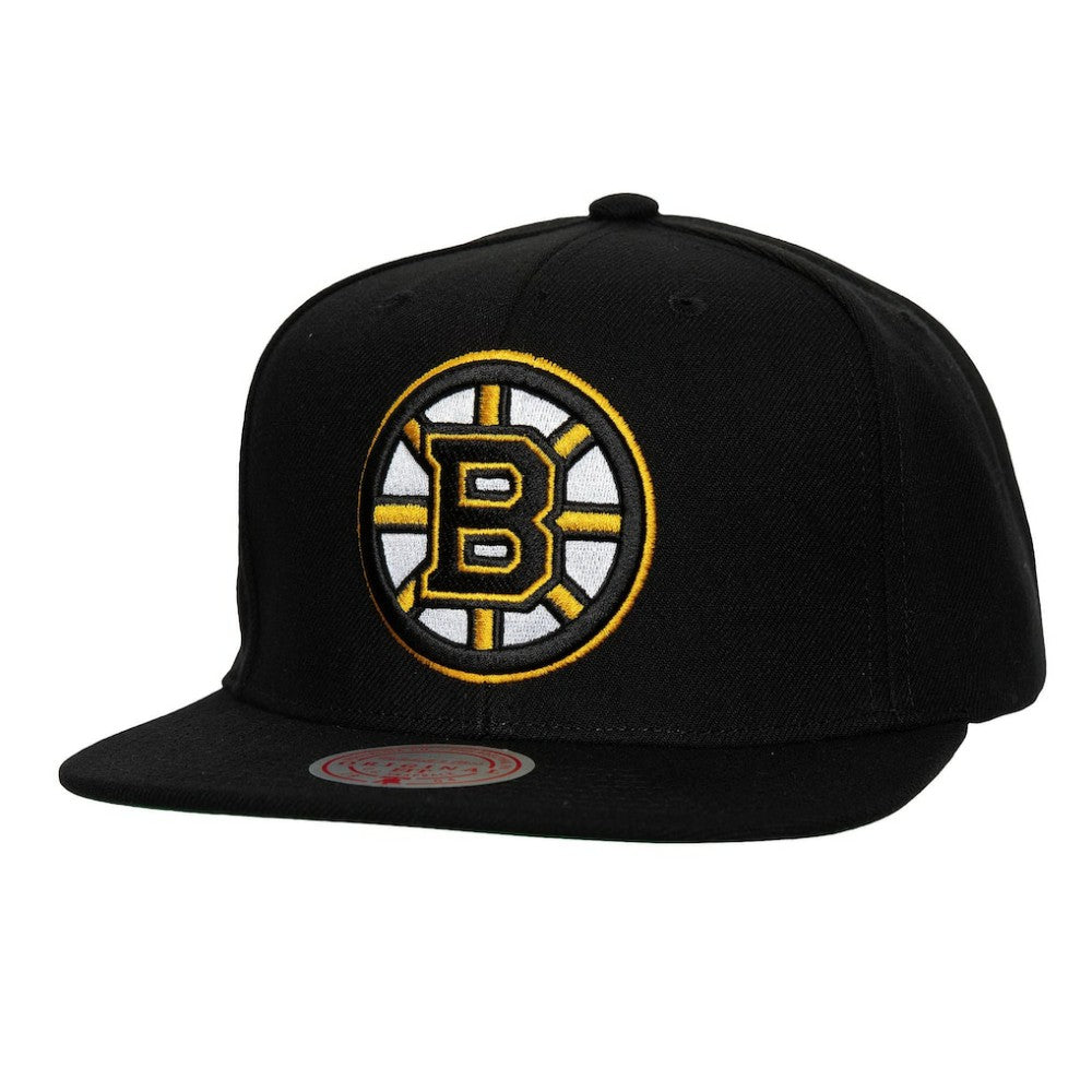 Boston Bruins Mitchell & Ness Core Top Spot Snapback Hat - Black Hats