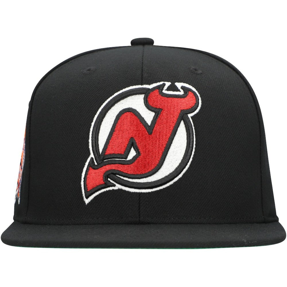 New Jersey Devils Mitchell & Ness Core Top Spot Snapback Hat - Black Jerseys