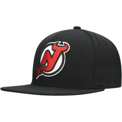 New Jersey Devils Mitchell & Ness Core Top Spot Snapback Hat - Black Jerseys