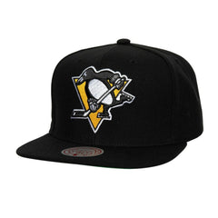 Pittsburgh Penguins Mitchell & Ness Core Top Spot Snapback Hat - Black Hats