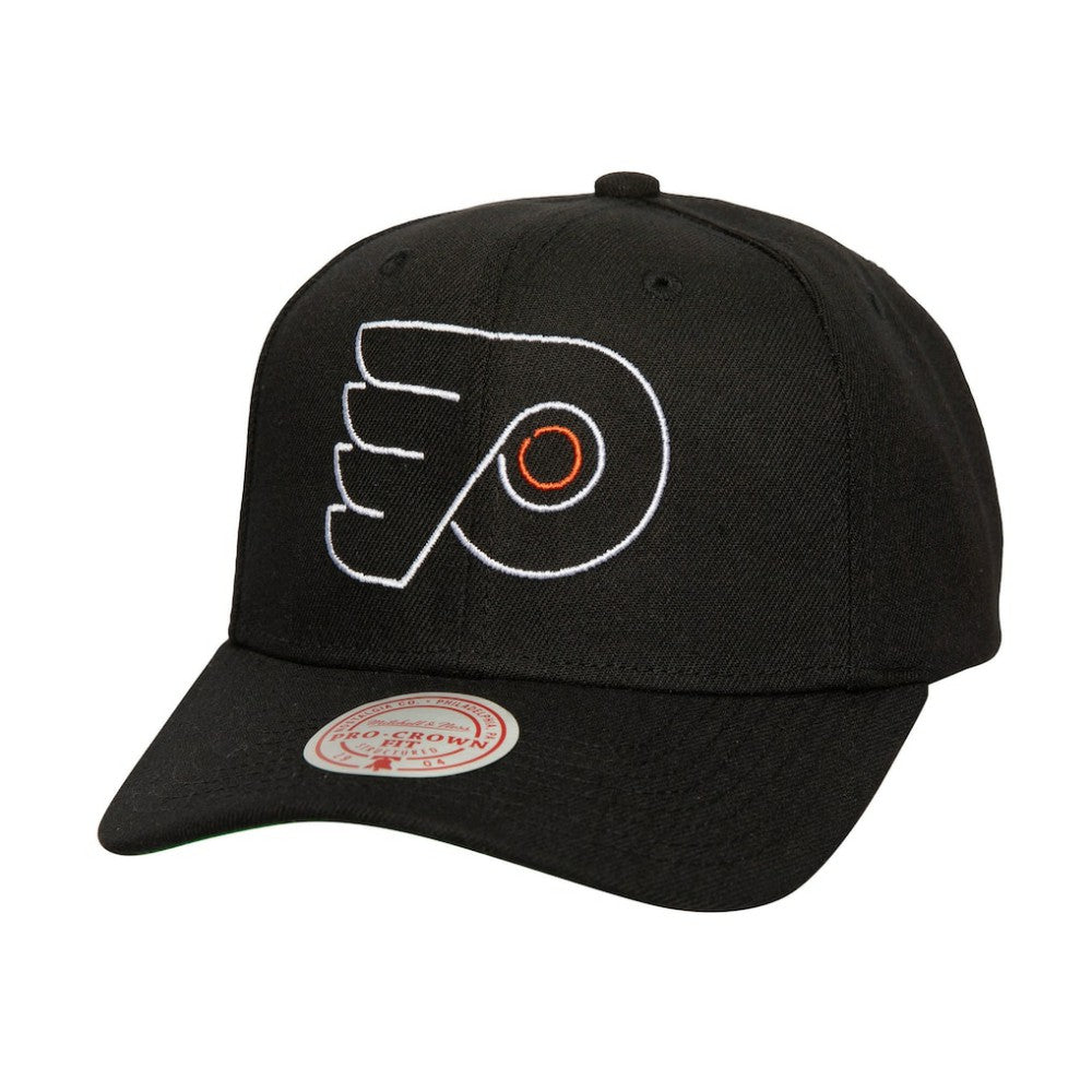 Philadelphia Flyers Mitchell & Ness Soul Strike Neon Logo Pro Crown Adjustable Hat - Black Hats
