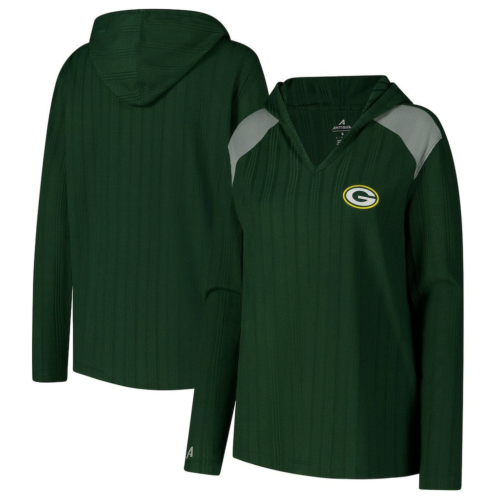 Green Bay Packers Antigua Women's Opulent Long Sleeve Hoodie T-Shirt - Green sale