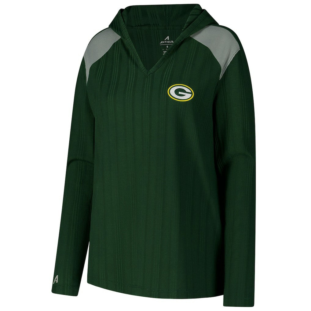Green Bay Packers Antigua Women's Opulent Long Sleeve Hoodie T-Shirt - Green sale