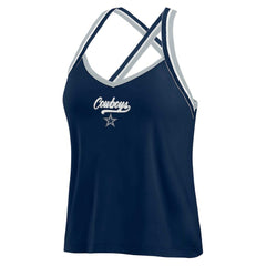 Dallas Cowboys WEAR by Erin Andrews Women's Cross Strap Tri-Blend Tank Top - Navy for sale