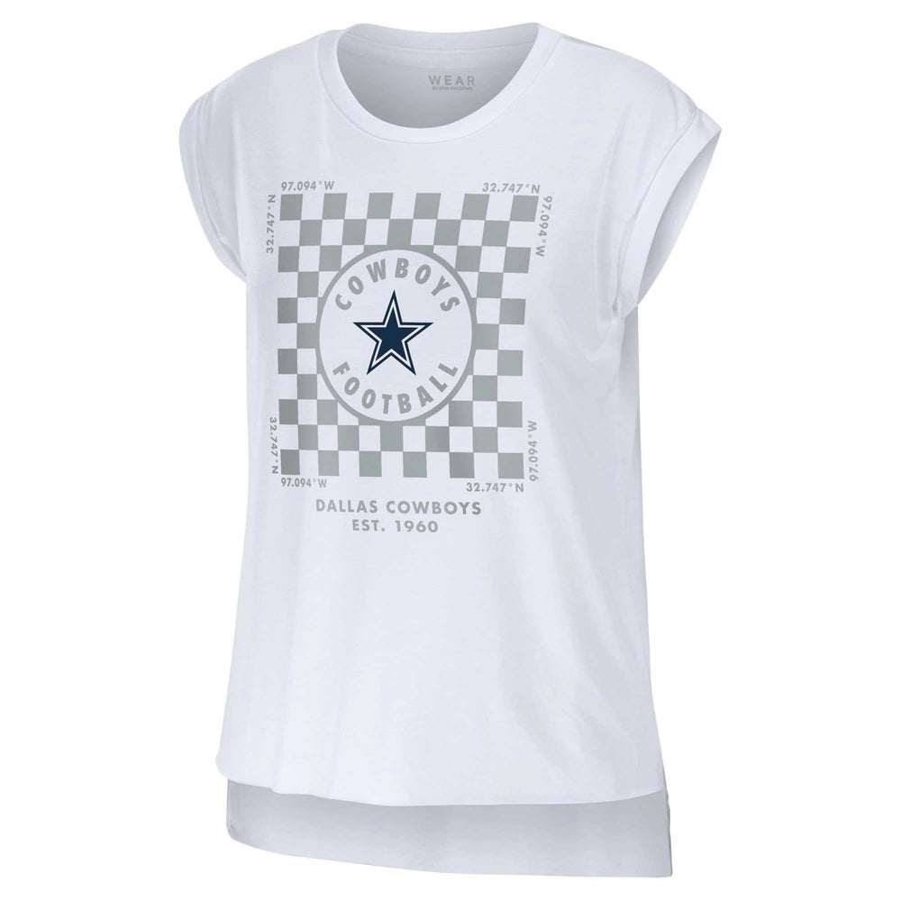Dallas Cowboys WEAR by Erin Andrews Women's Checker Muscle Tank Top - White outlet