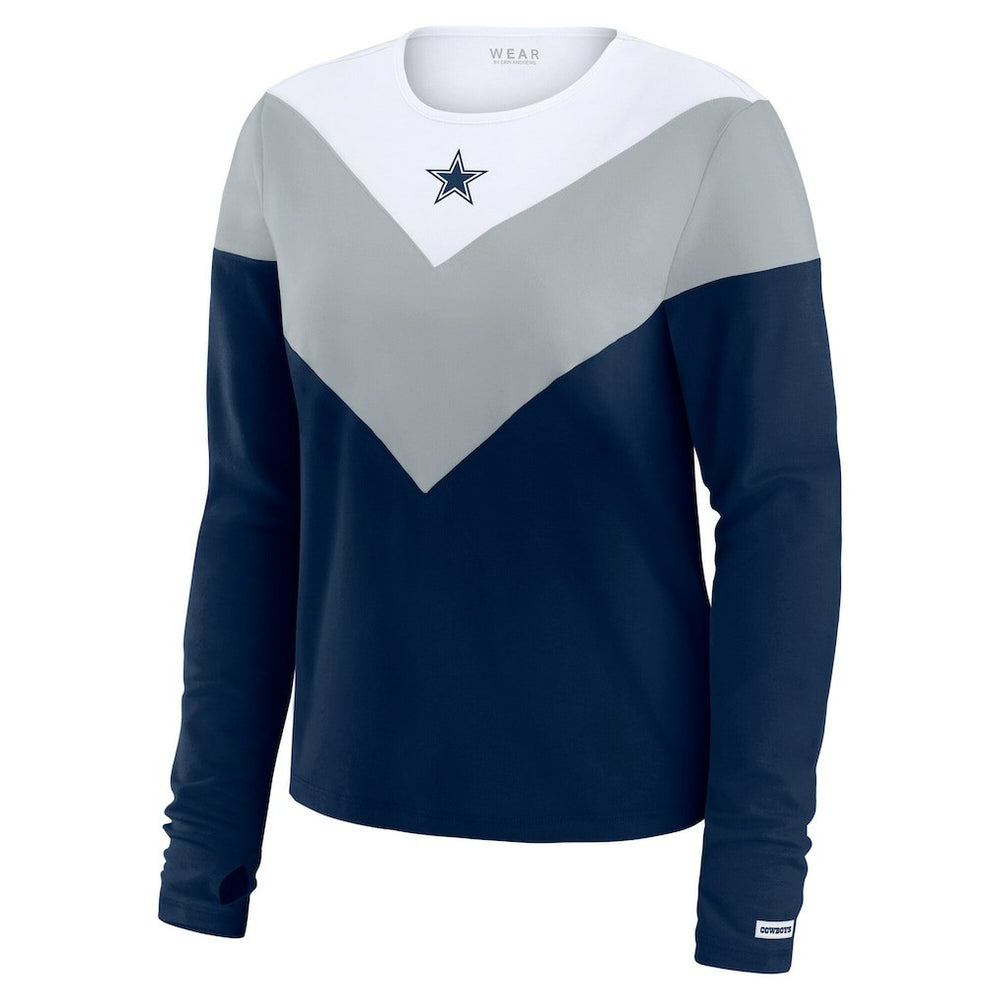 Dallas Cowboys WEAR by Erin Andrews Women's Plus Size Chevron Tri-Blend Long Sleeve T-Shirt - Navy discount