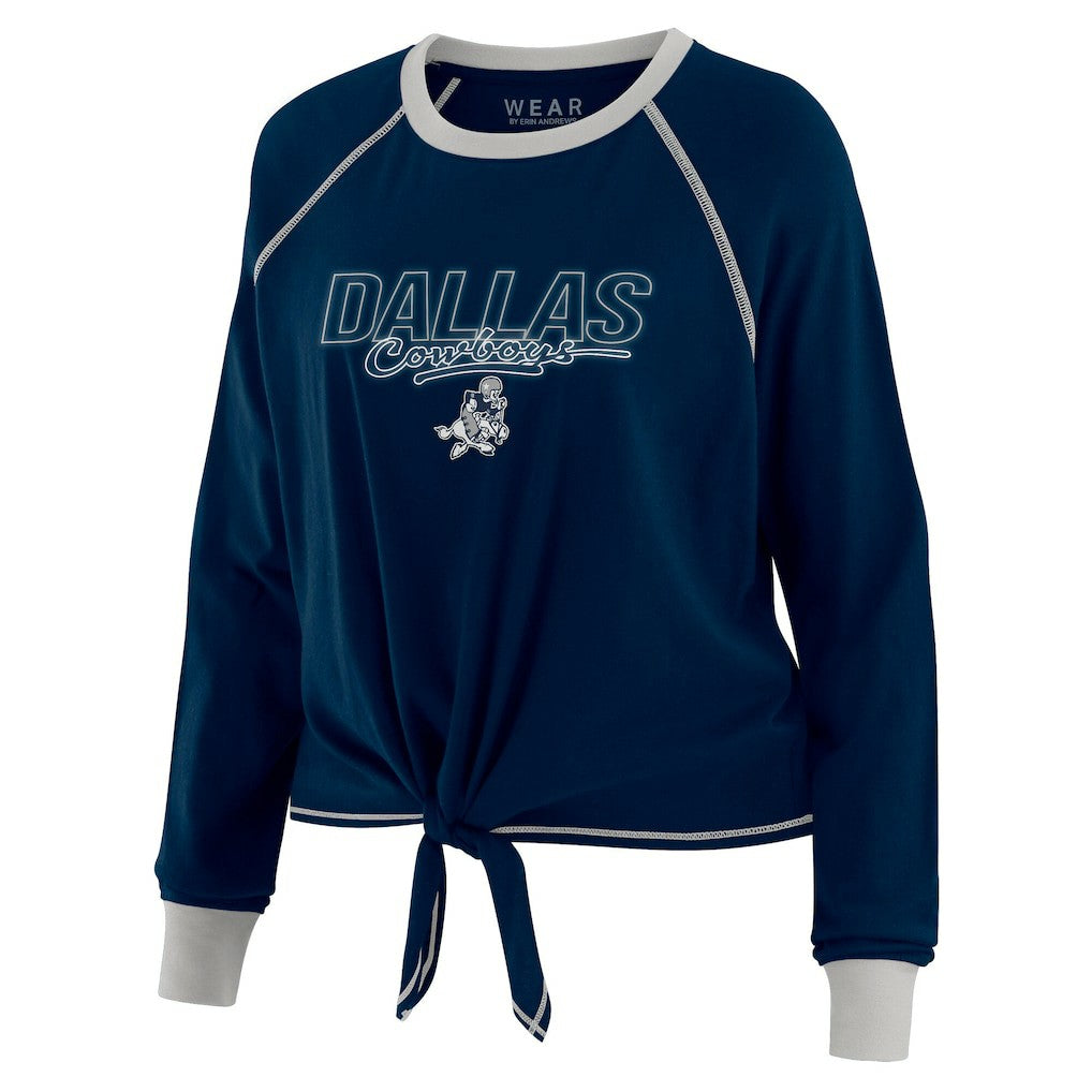 Dallas Cowboys WEAR by Erin Andrews Women's Tie-Front Long Sleeve T-Shirt - Navy on sale