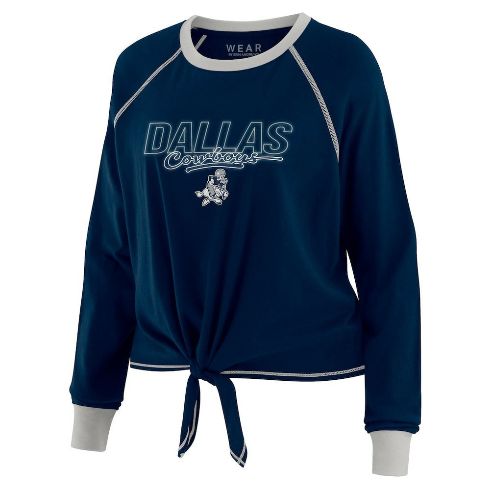 Dallas Cowboys WEAR by Erin Andrews Women's Tie-Front Long Sleeve T-Shirt - Navy on sale