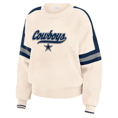 Dallas Cowboys WEAR by Erin Andrews Women's Stripe Pullover Sweater - Cream on sale
