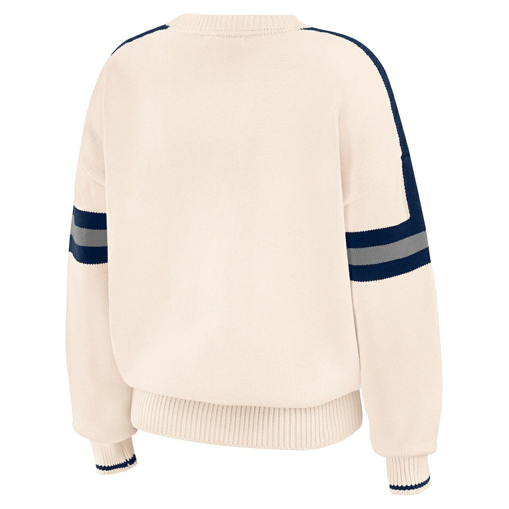 Dallas Cowboys WEAR by Erin Andrews Women's Stripe Pullover Sweater - Cream on sale
