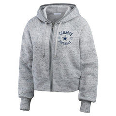Dallas Cowboys WEAR by Erin Andrews Women's Speckled Fleece Cropped Full-Zip Hoodie - Heather Gray discount