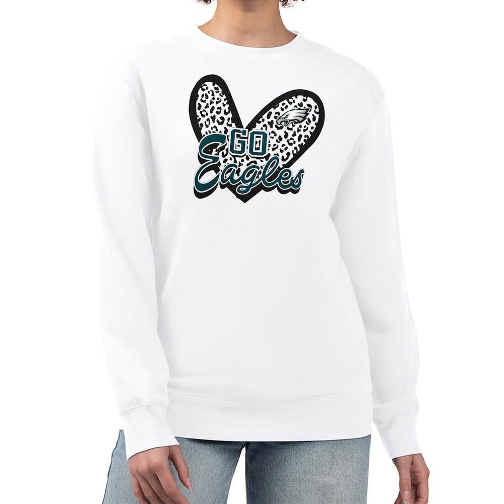 Philadelphia Eagles G-III 4Her by Carl Banks Women's Leopard Heart Pullover Sweatshirt - White online