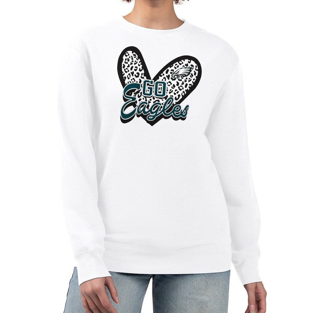 Philadelphia Eagles G-III 4Her by Carl Banks Women's Leopard Heart Pullover Sweatshirt - White online