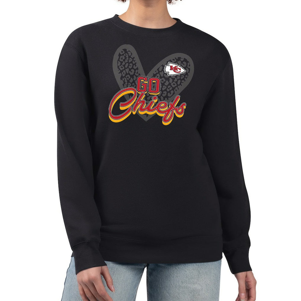 Kansas City Chiefs G-III 4Her by Carl Banks Women's Leopard Heart Pullover Sweatshirt - Black online