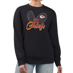 Kansas City Chiefs G-III 4Her by Carl Banks Women's Leopard Heart Pullover Sweatshirt - Black online