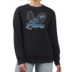 Detroit Lions G-III 4Her by Carl Banks Women's Leopard Heart Pullover Sweatshirt - Black cheap