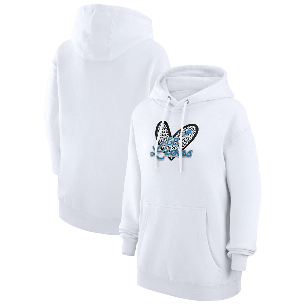 Detroit Lions G-III 4Her by Carl Banks Women's Animal Print Heart Team Graphic Fleece Tri-Blend Pullover Hoodie - White online