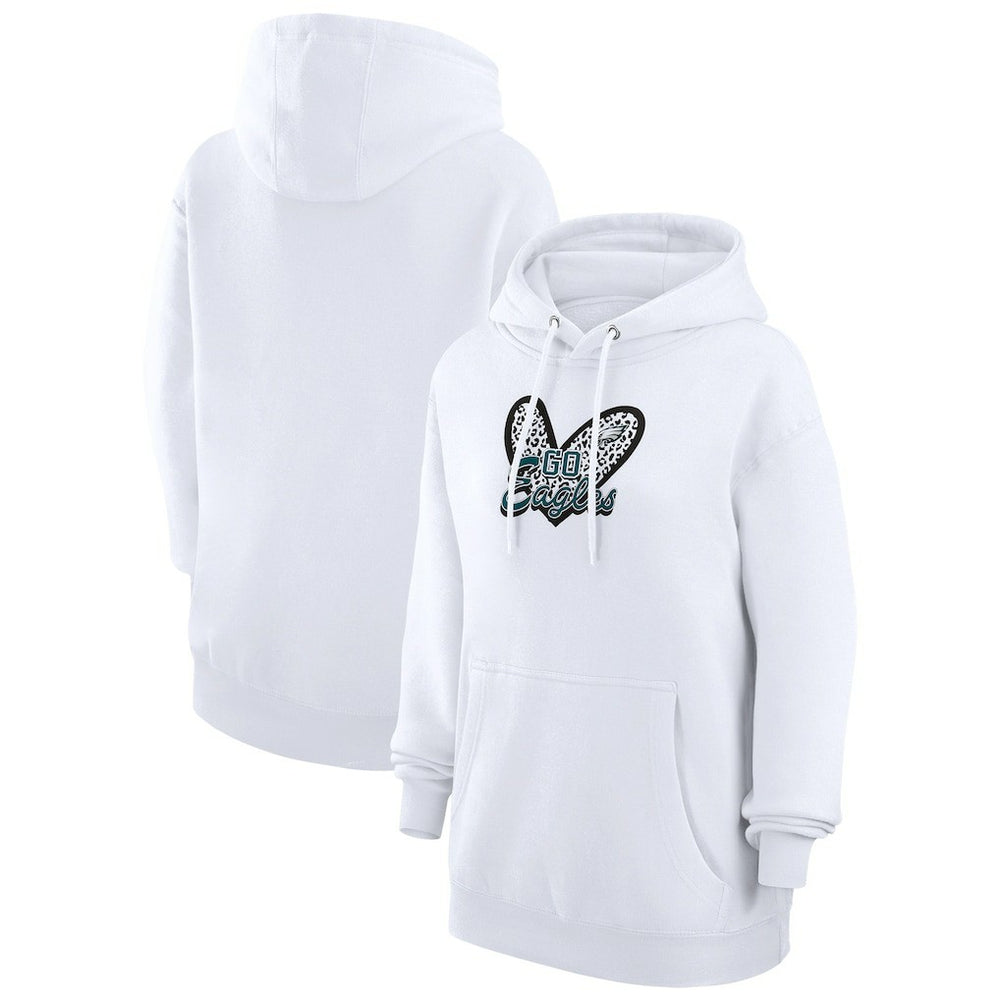 Philadelphia Eagles G-III 4Her by Carl Banks Women's Animal Print Heart Team Graphic Fleece Tri-Blend Pullover Hoodie - White online