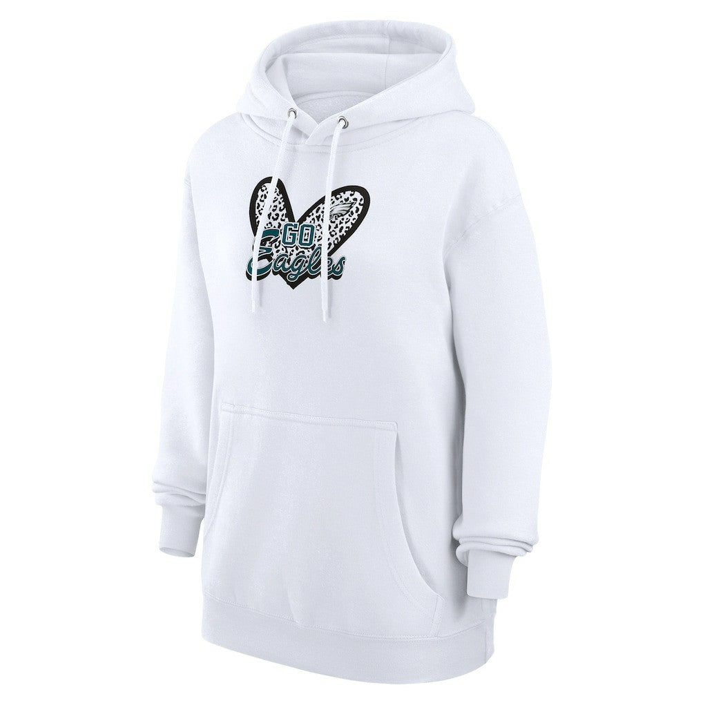 Philadelphia Eagles G-III 4Her by Carl Banks Women's Animal Print Heart Team Graphic Fleece Tri-Blend Pullover Hoodie - White online