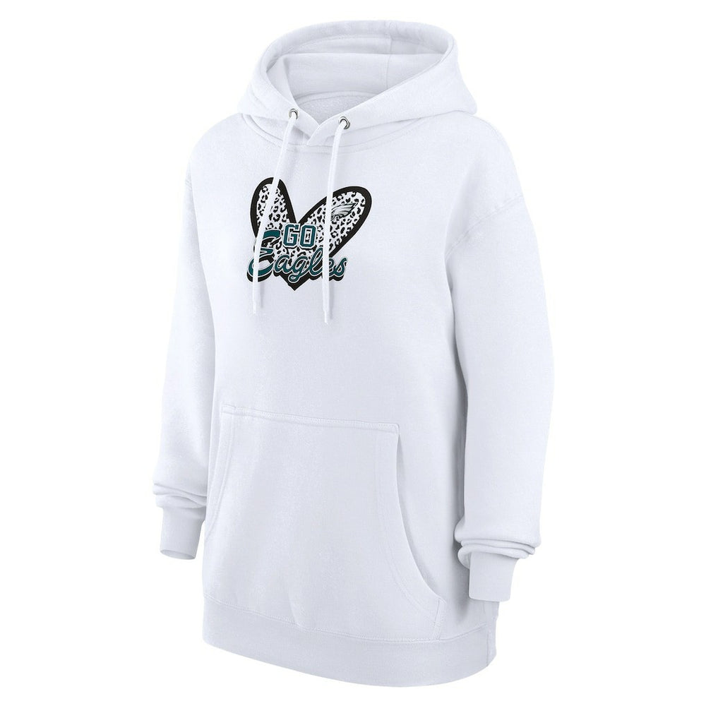Philadelphia Eagles G-III 4Her by Carl Banks Women's Animal Print Heart Team Graphic Fleece Tri-Blend Pullover Hoodie - White online