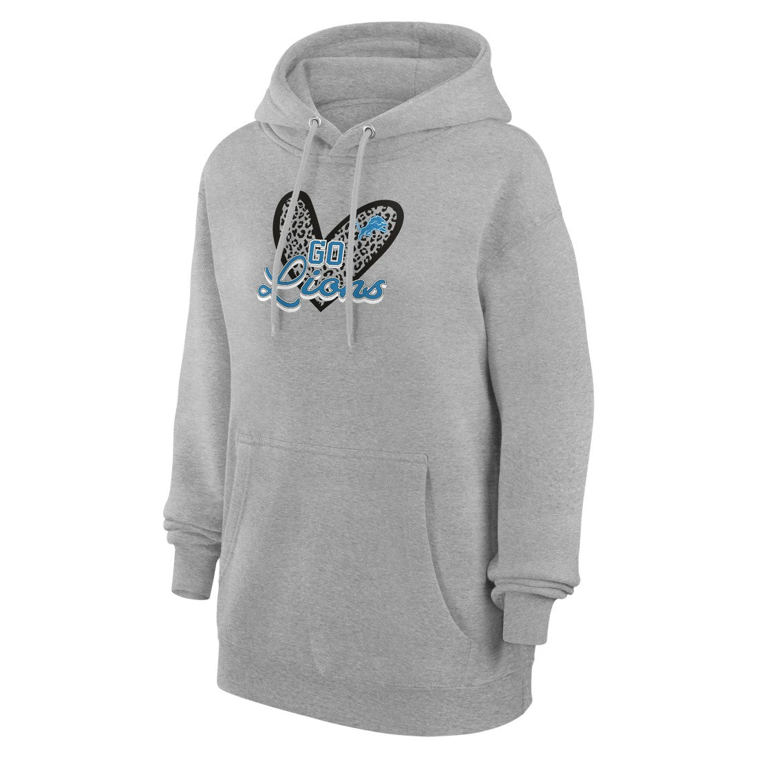 Detroit Lions G-III 4Her by Carl Banks Women's Animal Print Heart Team Graphic Fleece Tri-Blend Pullover Hoodie - Heather Gray sale