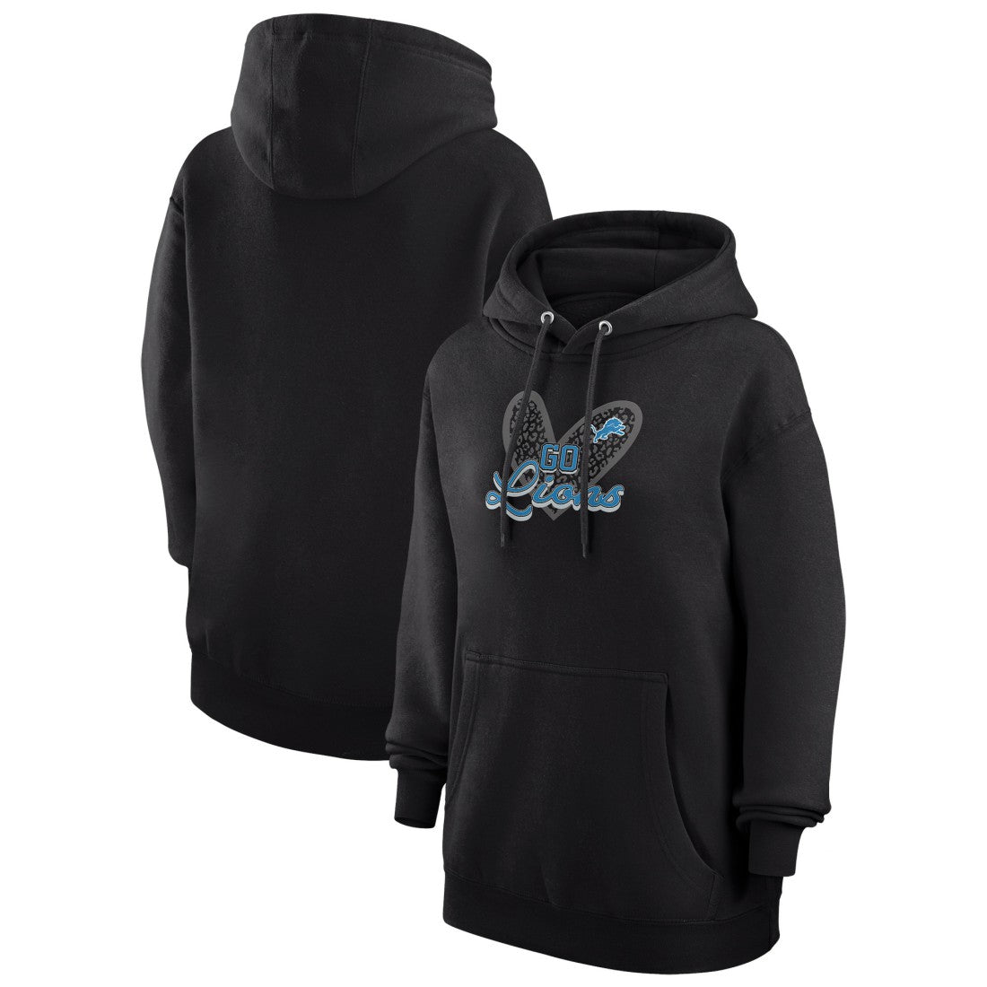 Detroit Lions G-III 4Her by Carl Banks Women's Animal Print Heart Team Graphic Fleece Tri-Blend Pullover Hoodie - Black online