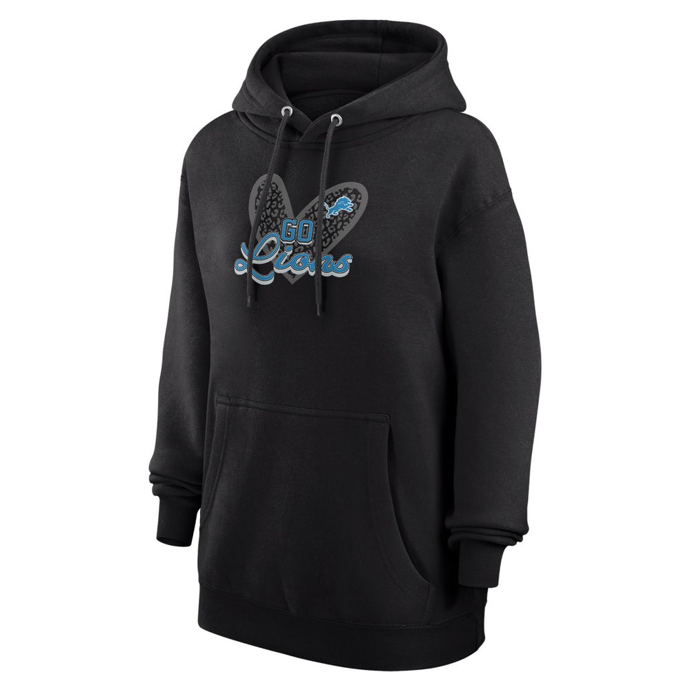 Detroit Lions G-III 4Her by Carl Banks Women's Animal Print Heart Team Graphic Fleece Tri-Blend Pullover Hoodie - Black online