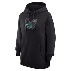 Philadelphia Eagles G-III 4Her by Carl Banks Women's Animal Print Heart Team Graphic Fleece Tri-Blend Pullover Hoodie - Black discount
