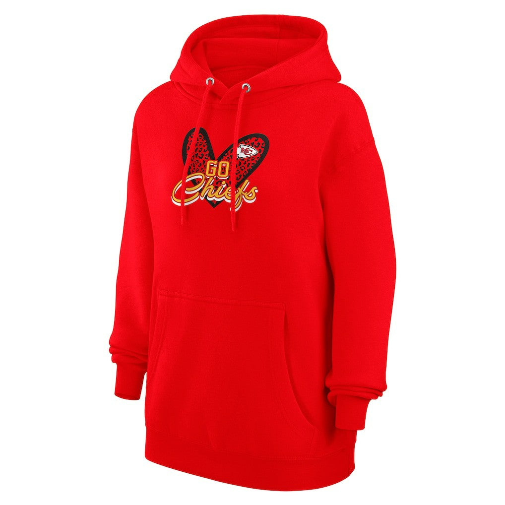 Kansas City Chiefs G-III 4Her by Carl Banks Women's Animal Print Heart Team Graphic Fleece Tri-Blend Pullover Hoodie - Red discount