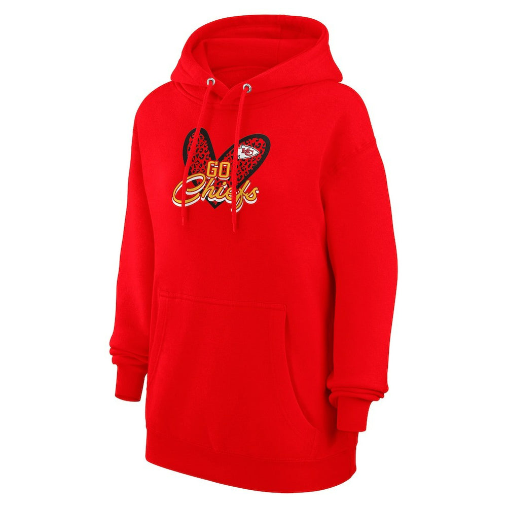 Kansas City Chiefs G-III 4Her by Carl Banks Women's Animal Print Heart Team Graphic Fleece Tri-Blend Pullover Hoodie - Red discount