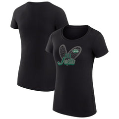 New York Jets G-III 4Her by Carl Banks Women's Super-Slim Fit Lightweight Animal Print Heart T-Shirt - Black discount