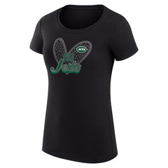New York Jets G-III 4Her by Carl Banks Women's Super-Slim Fit Lightweight Animal Print Heart T-Shirt - Black discount