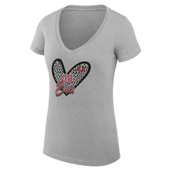 Tampa Bay Buccaneers G-III 4Her by Carl Banks Women's Super-Slim Fit Lightweight Leopard Heart V-Neck T-Shirt - Heather Gray cheap