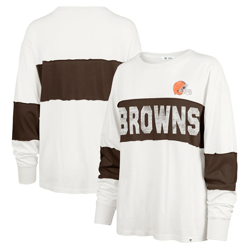 Cleveland Browns '47 Women's Clubhouse Pride Taylor Long Sleeve T-Shirt - Cream cheap
