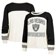 Las Vegas Raiders '47 Women's Double Header Curve Raglan Long Sleeve Crop Top - Cream online