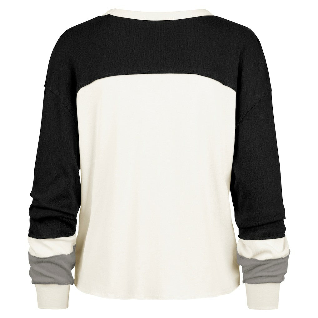 Las Vegas Raiders '47 Women's Double Header Curve Raglan Long Sleeve Crop Top - Cream online