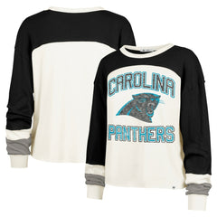Carolina Panthers '47 Women's Double Header Curve Raglan Long Sleeve Crop Top - Cream sale