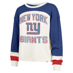 New York Giants '47 Women's Double Header Curve Raglan Long Sleeve Crop Top - Cream for sale
