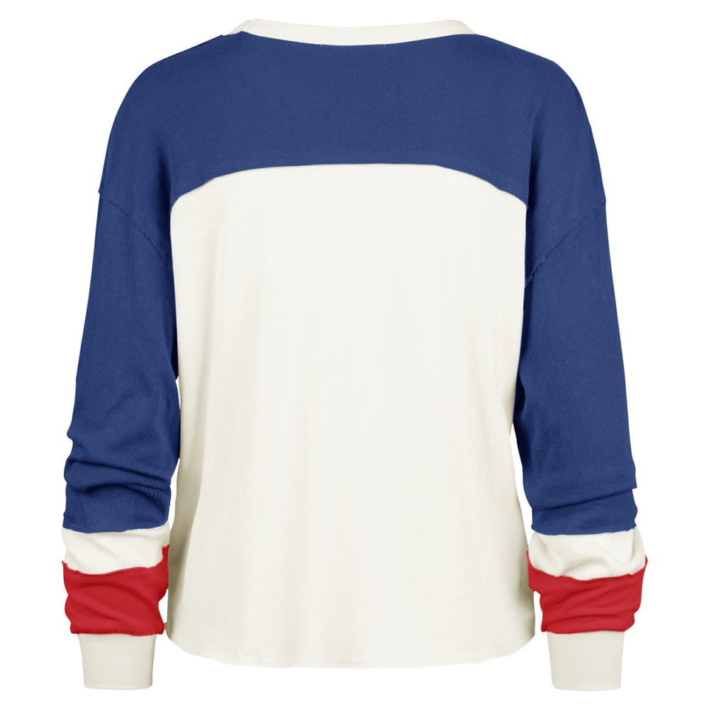 New York Giants '47 Women's Double Header Curve Raglan Long Sleeve Crop Top - Cream for sale