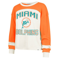 Miami Dolphins '47 Women's Double Header Curve Raglan Long Sleeve Crop Top - Cream cheap