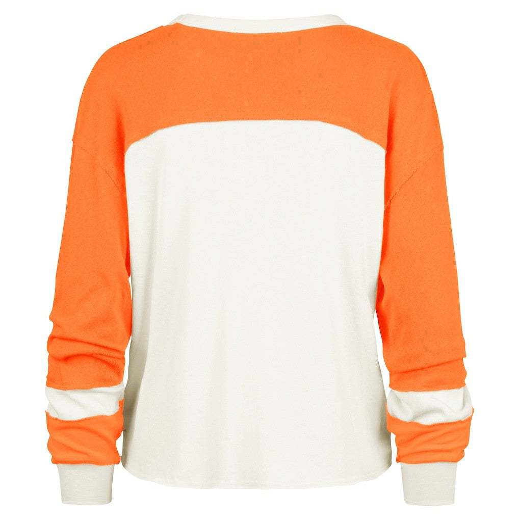 Miami Dolphins '47 Women's Double Header Curve Raglan Long Sleeve Crop Top - Cream cheap